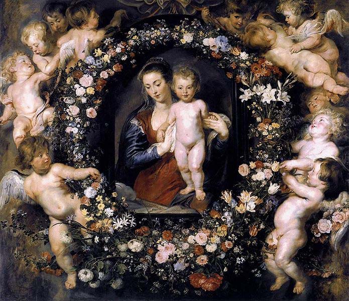 Madonna on Floral Wreath